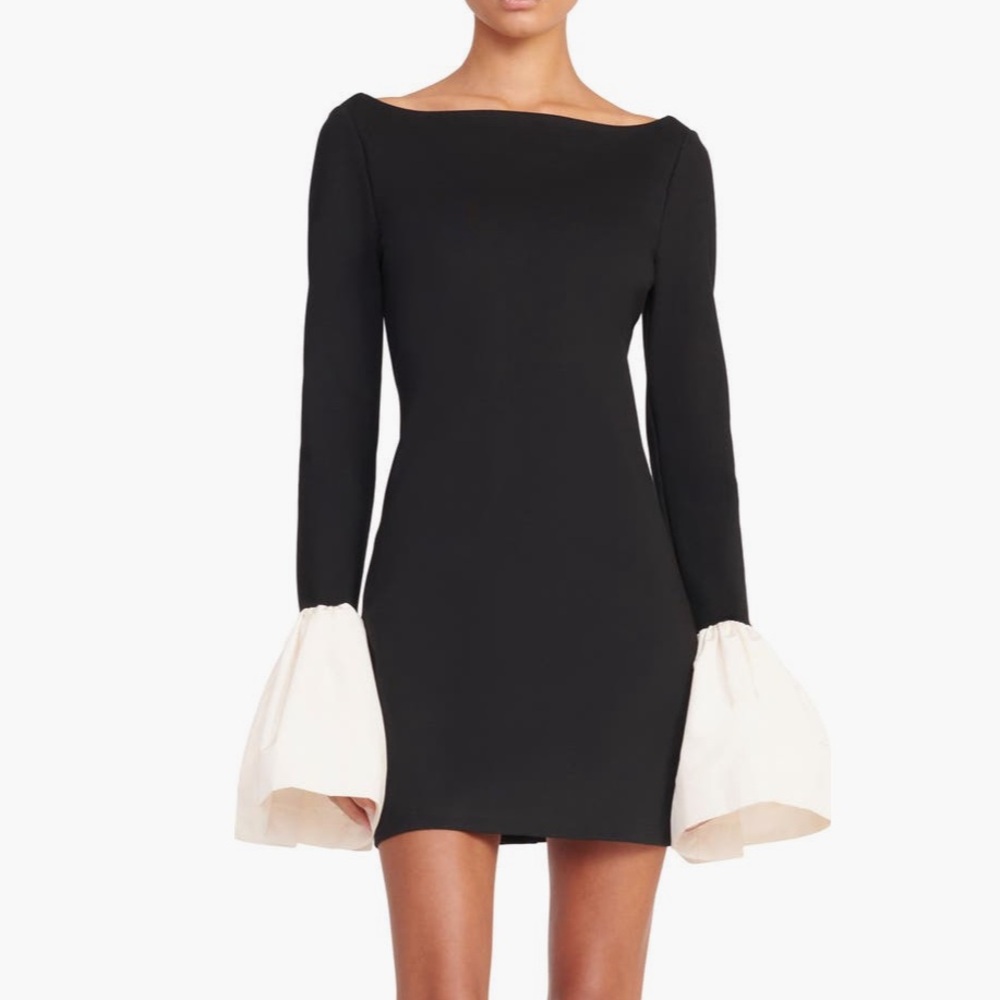 NWT STAUD Hawthorne Dress with Cream Bell Sleeves